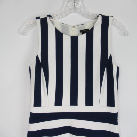 ANN TAYLOR Blue White Striped Sleeveless Fit Flare Dress Women’s Size 2 - Picture 2 of 13